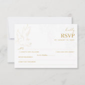 Elegant Gold Dove Wedding RSVP Card (Devant)