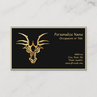 Elegant Gold Dragon Head op zwart Visitekaartje