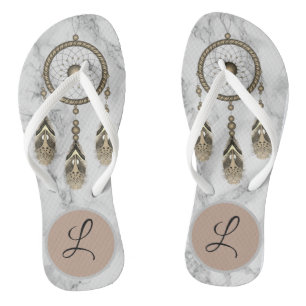 Elegant Gold Dream Catcher Monogram Teenslippers