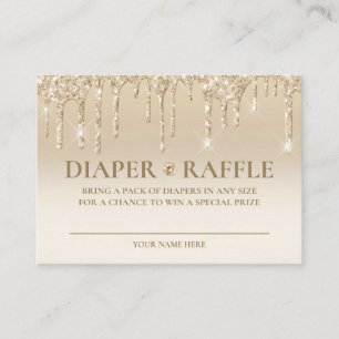 Elegant Gold Drip Baby shower Diaper Raffle Kaart