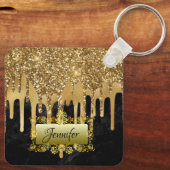 Elegant Gold Driving Personalized Script gift Sleutelhanger (Achterkant)