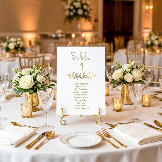Elegant Gold effect Tabel Nummer 1 Zitkuur Kaart