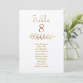 Elegant Gold effect Tabel Nummer 8 Zitkuur Kaart (Staand voorkant)