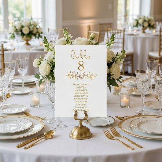 Elegant Gold effect Tabel Nummer 8 Zitkuur Kaart