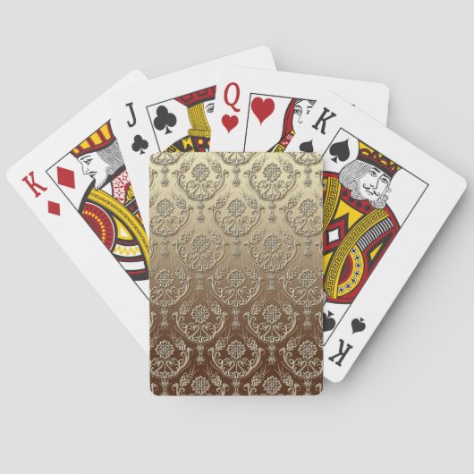 Elegant  Gold Embossed Damask Pokerkaarten (Achterkant)