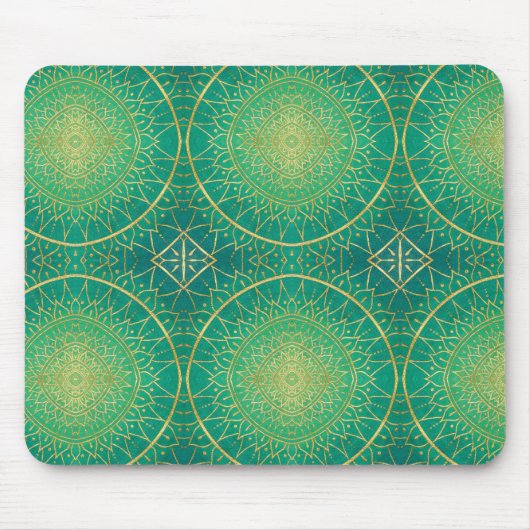 Elegant Gold Emerald Green Mandala Pattern Muismat (Voorkant)