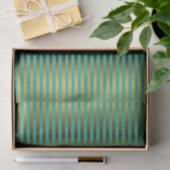 Elegant Gold en Aqua Striped Tissue Paper Tissuepapier (Geschenk)