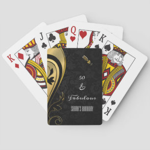 Elegant Gold en Black 50 en Fabulous Birthday Pokerkaarten