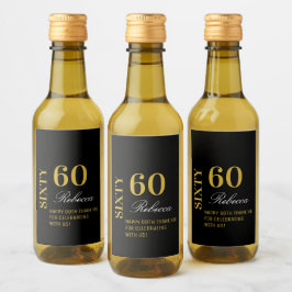 Elegant Gold en Black 60 Birthday Party Cocktail Wijn Etiket