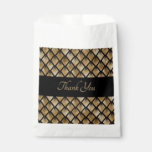 Elegant Gold en Black Art Deco Geometrische ventil Bedankzakje (Voorkant)