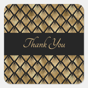 Elegant Gold en Black Art Deco Geometrische ventil Vierkante Sticker