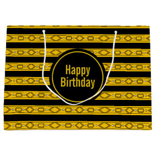Elegant Gold en Black Birthday Groot Cadeauzakje