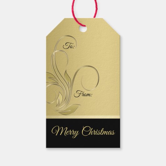 Elegant Gold en Black Christmas Gift Label Cadeaulabel (Voorkant)