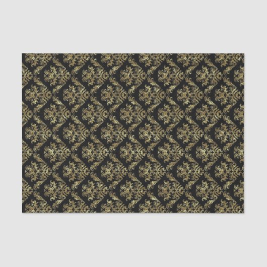 Elegant Gold en Black Floral Pattern Tissuepapier (Voorkant)