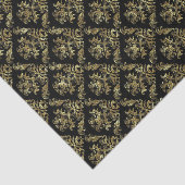 Elegant Gold en Black Floral Pattern Tissuepapier (Detail)