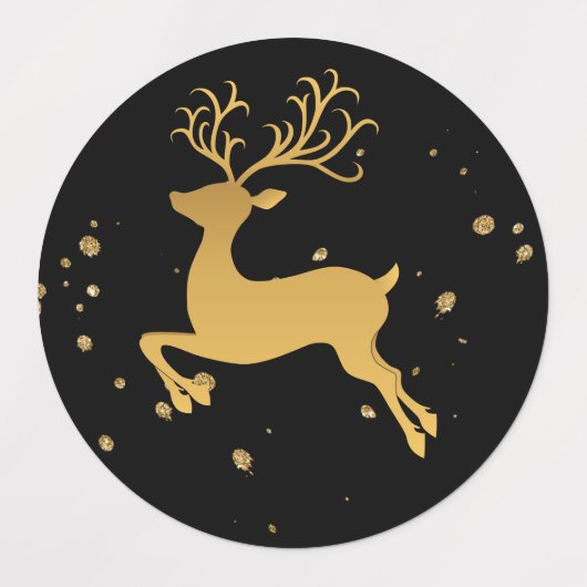 Elegant Gold en Black Glitter Rudolph Classic Labels (Design 2)