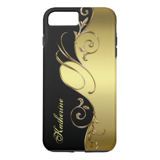 Elegant Gold en Black iPhone Monogram iPhone 8 Plus / 7 Plus Hoesje