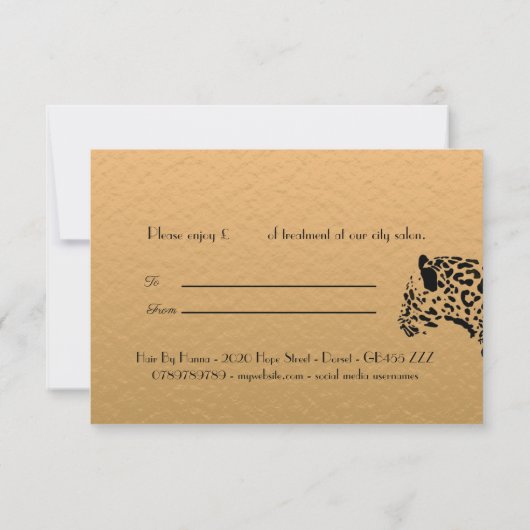 Elegant Gold en Black Jaguar Gift Certificate (Achterkant)