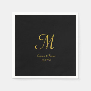 Elegant Gold en Black Monogram Wedding Party Servet