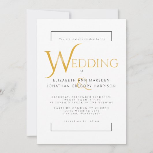 Elegant Gold en Black Scripting Religious Wedding Kaart (Voorkant)