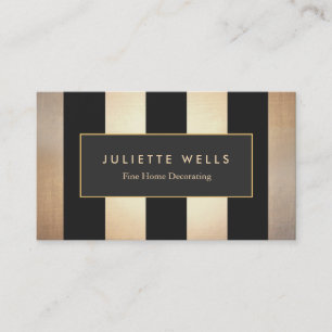 Elegant Gold en Black Striped Interior Decorator Visitekaartje