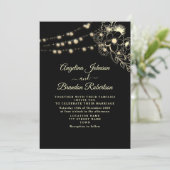 Elegant Gold en Black Wedding Kaart (Staand voorkant)