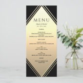 Elegant Gold en Black Wedding Menu (Staand voorkant)