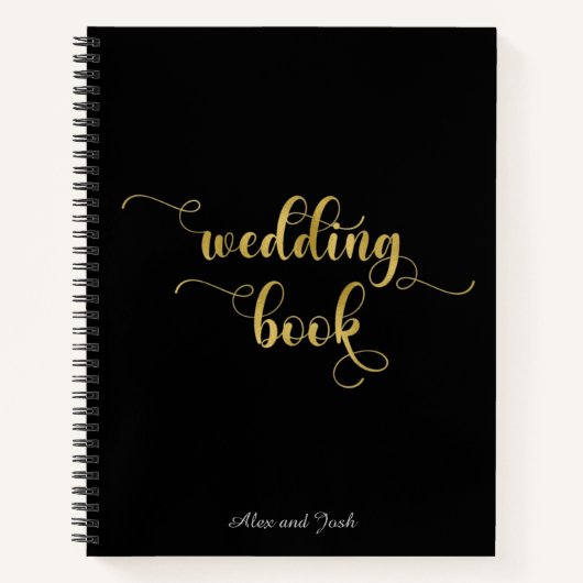 Elegant Gold en Black Wedding Notitieboek (Voorkant)