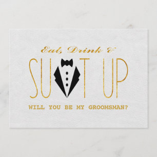 Elegant Gold en Black ZULLEN U MIJN GROOMSMAN ZIJN Kaart