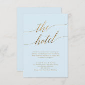 Elegant Gold en Blue Calligraphy Hotel Informatiekaartje (Voorkant / Achterkant)