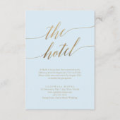 Elegant Gold en Blue Calligraphy Hotel Informatiekaartje (Voorkant)