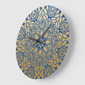Elegant Gold en Blue Floral Mandala Grote Klok (Hoek)