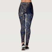Elegant Gold en Dark Blue Floral Mandala Pattern Leggings (Achterkant)