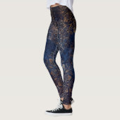 Elegant Gold en Dark Blue Floral Mandala Pattern Leggings (Links)