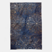 Elegant Gold en Dark Blue Floral Mandala Pattern Theedoek (Verticaal)