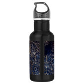 Elegant Gold en Dark Blue Floral Mandala Pattern Waterfles (Achterkant)