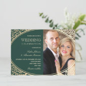 Elegant Gold en Emerald Green Wedding Invitation Kaart (Staand voorkant)