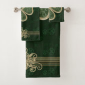 Elegant Gold en Green Clover Brooch Bad Handdoek (Insitu)