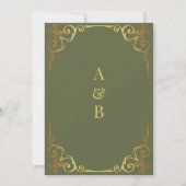 Elegant Gold en Green Wedding Kaart (Achterkant)