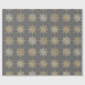 Elegant Gold en grijs Snowflake-kerstpatroon Cadeaupapier (Vlak)