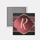 Elegant Gold en Paars diamantontwerp - monogrammen Magneet (Voorkant / Achterkant)