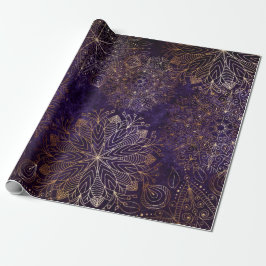 Elegant Gold en Paarse Floral Mandala Pattern Cadeaupapier