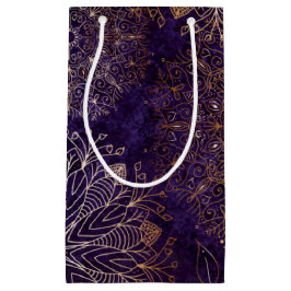 Elegant Gold en Paarse Floral Mandala Pattern Klein Cadeauzakje