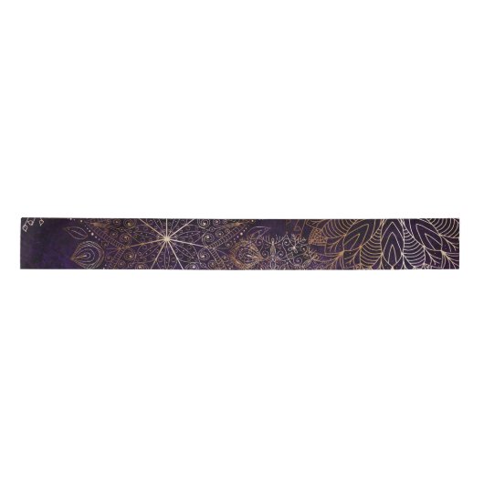 Elegant Gold en Paarse Floral Mandala Pattern Lint (Voorkant)