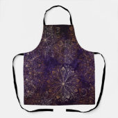Elegant Gold en Paarse Floral Mandala Pattern Schort (Voorkant)
