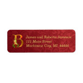 Elegant Gold- en Red-monogram kerstlabel B Etiket (Voorkant)