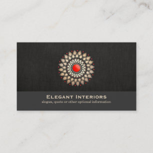 Elegant Gold en Red Motif Interior Designer Chic Visitekaartje