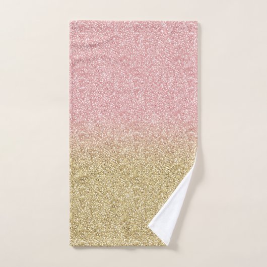 Elegant Gold en Roos Gold Glitter Sparkles Afbeeld Bad Handdoek (Handdoek)