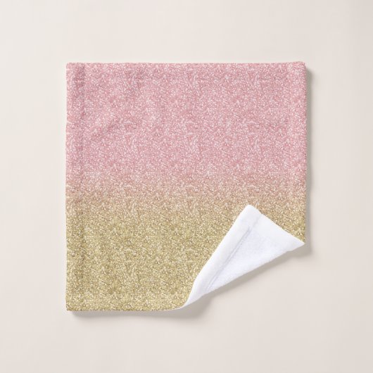 Elegant Gold en Roos Gold Glitter Sparkles Afbeeld Bad Handdoek (Wasdoekje)