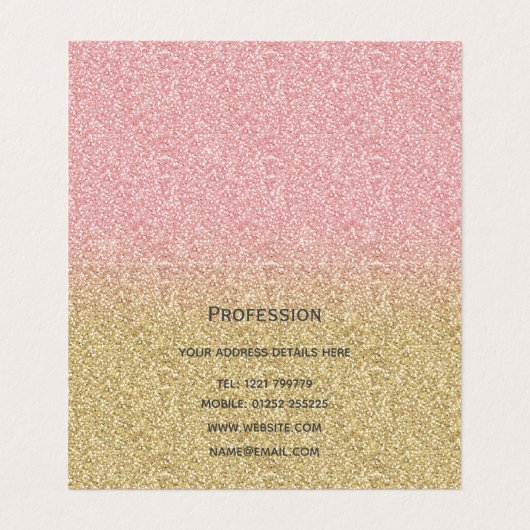 Elegant Gold en Roos Gold Glitter Sparkles Afbeeld Visitekaartjes (Binnenkant ongevouwen)